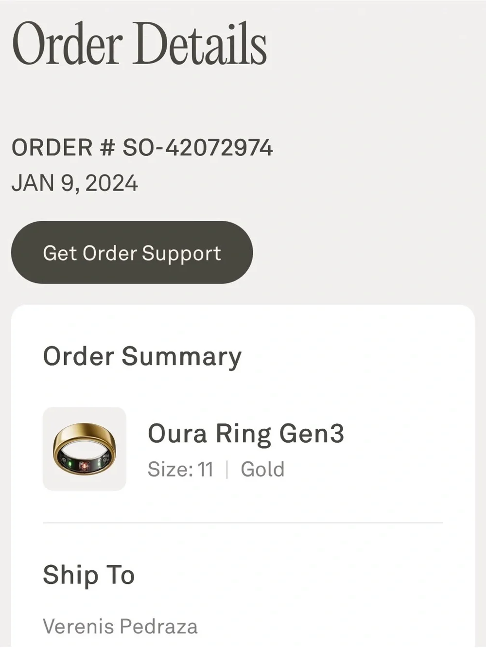 Oura Ring Gen3 Horizon Ring — Gold - Size 11